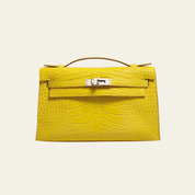 Hermès Mimosa Kelly Pochette Clutch Alligator Palladium Hardware