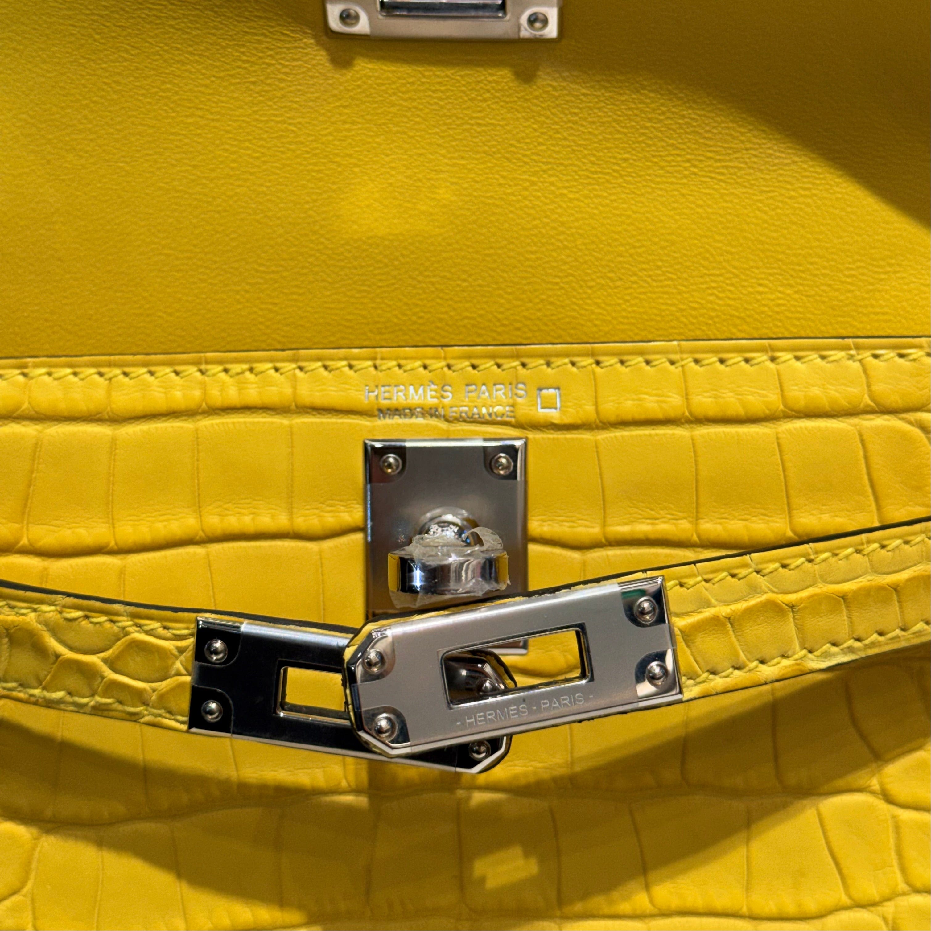 Hermès Mimosa Mini Kelly Sellier 20 Matte Alligator Palldium Hardware