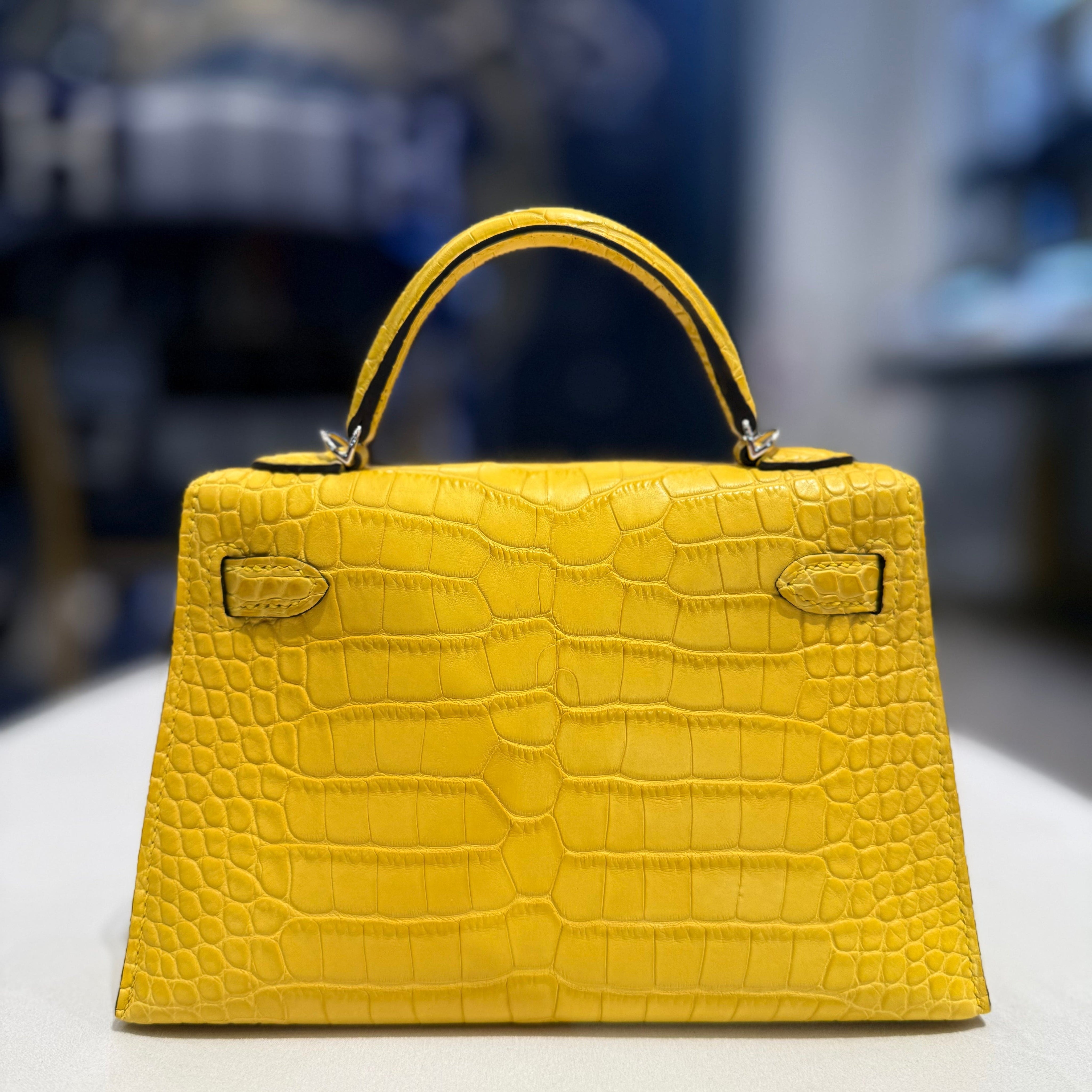Hermès Mimosa Mini Kelly Sellier 20 Matte Alligator Palldium Hardware