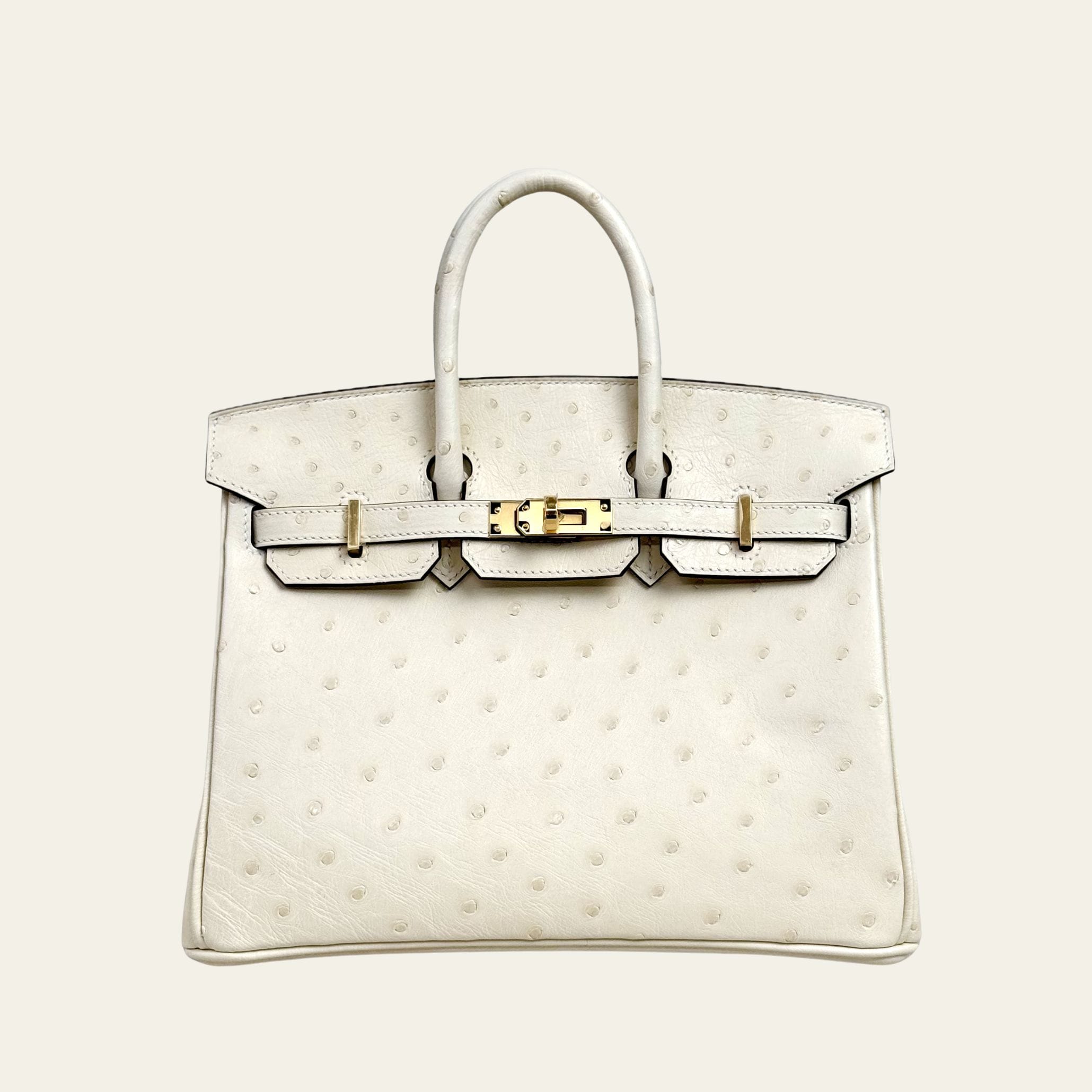 Hermès Birkin 25 Nata – Cream Ostrich Birkin Bag Gold Hardware