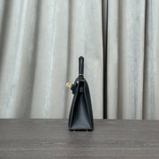 Hermès Noir and Gris Perle Mini Kelly Sellier 20 Verso Epsom Gold Hardware HSS