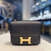 Hermès Noir and Bleu Electrique Constance 18 Verso Epsom Gold Hardware Hermès Special Order HSS