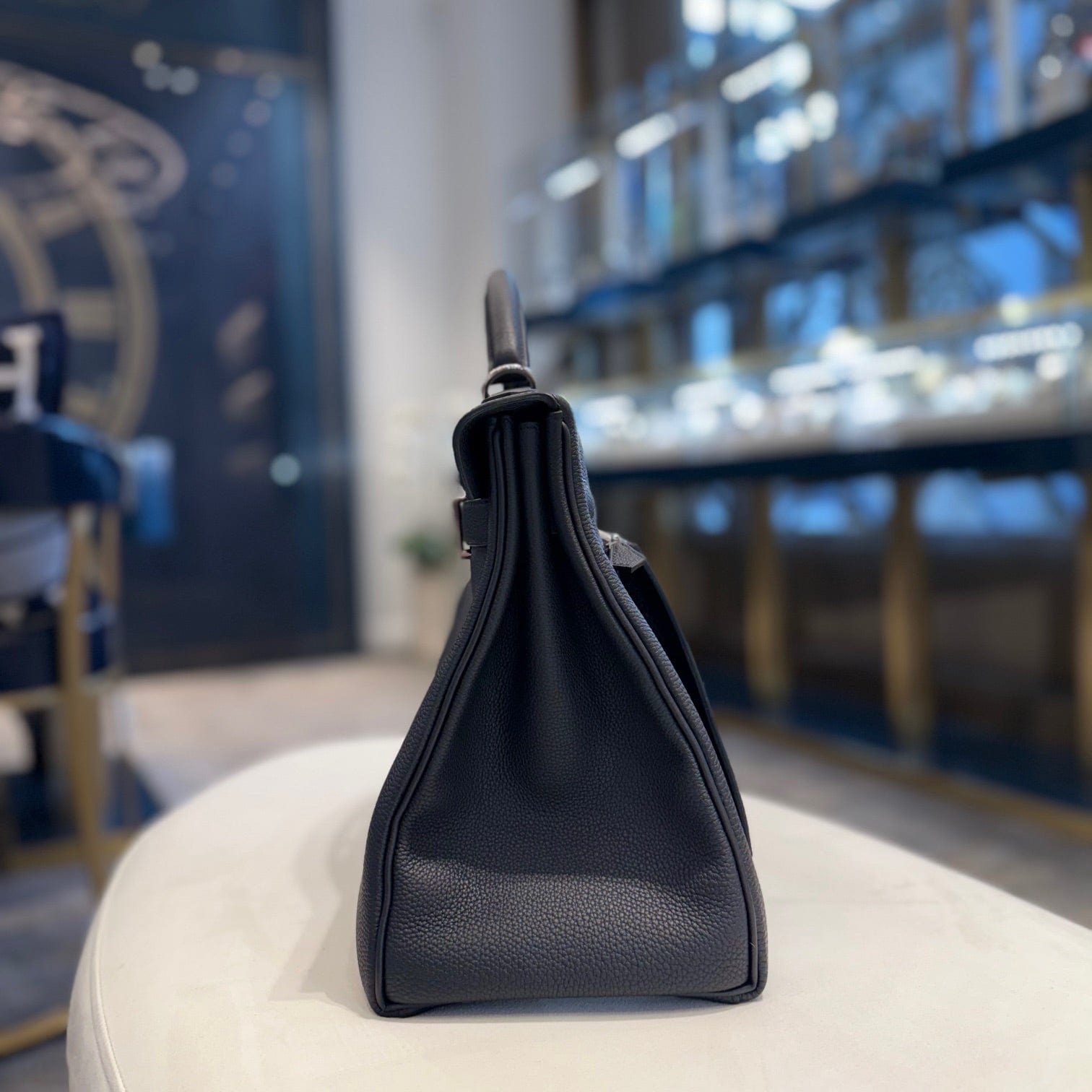 Hermès Noir Kelly 42 Maxi Togo Palladium Hardware