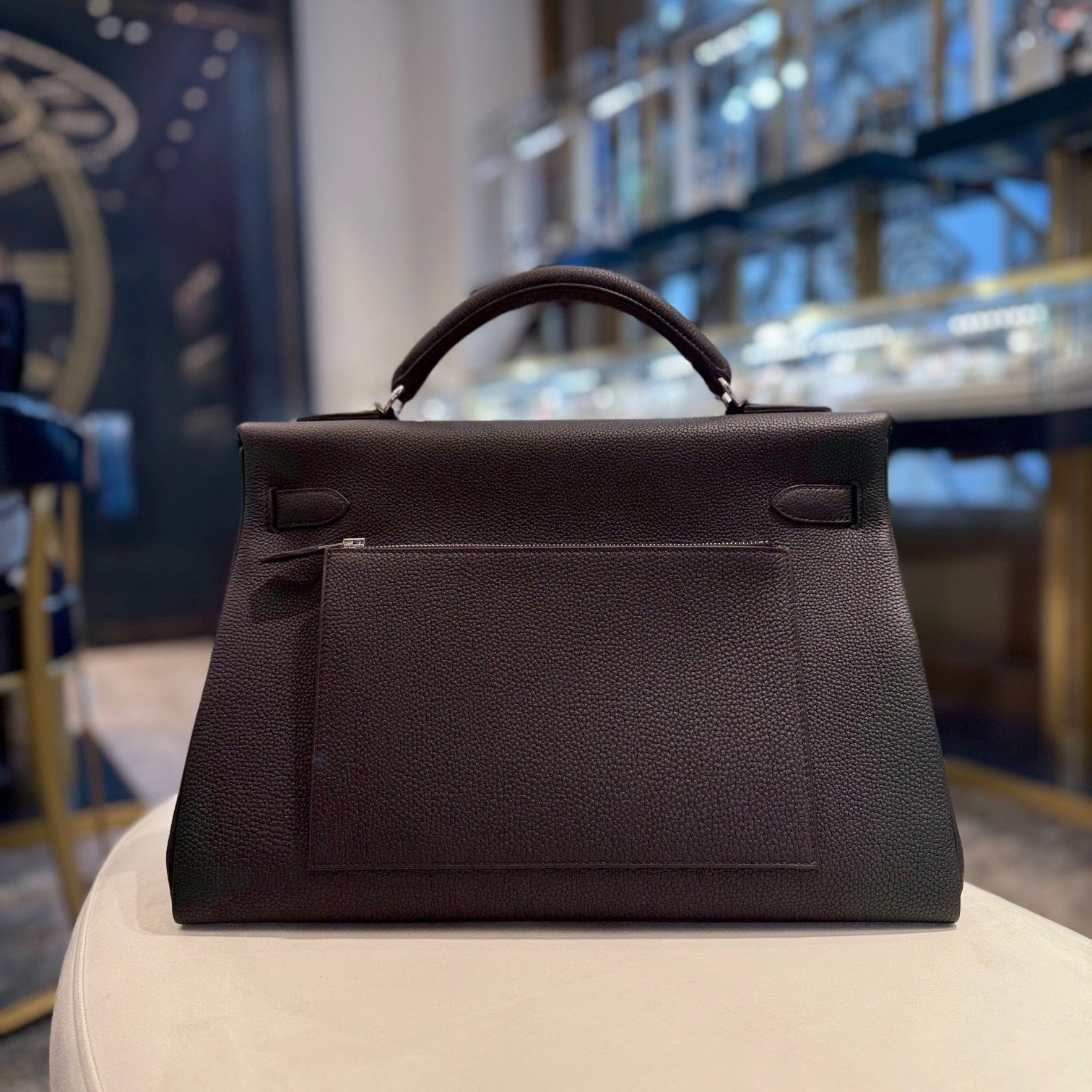 Hermès Noir Kelly 42 Maxi Togo Palladium Hardware