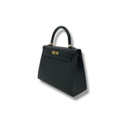 Hermès Noir Kelly Sellier 25 Epsom Gold Hardware