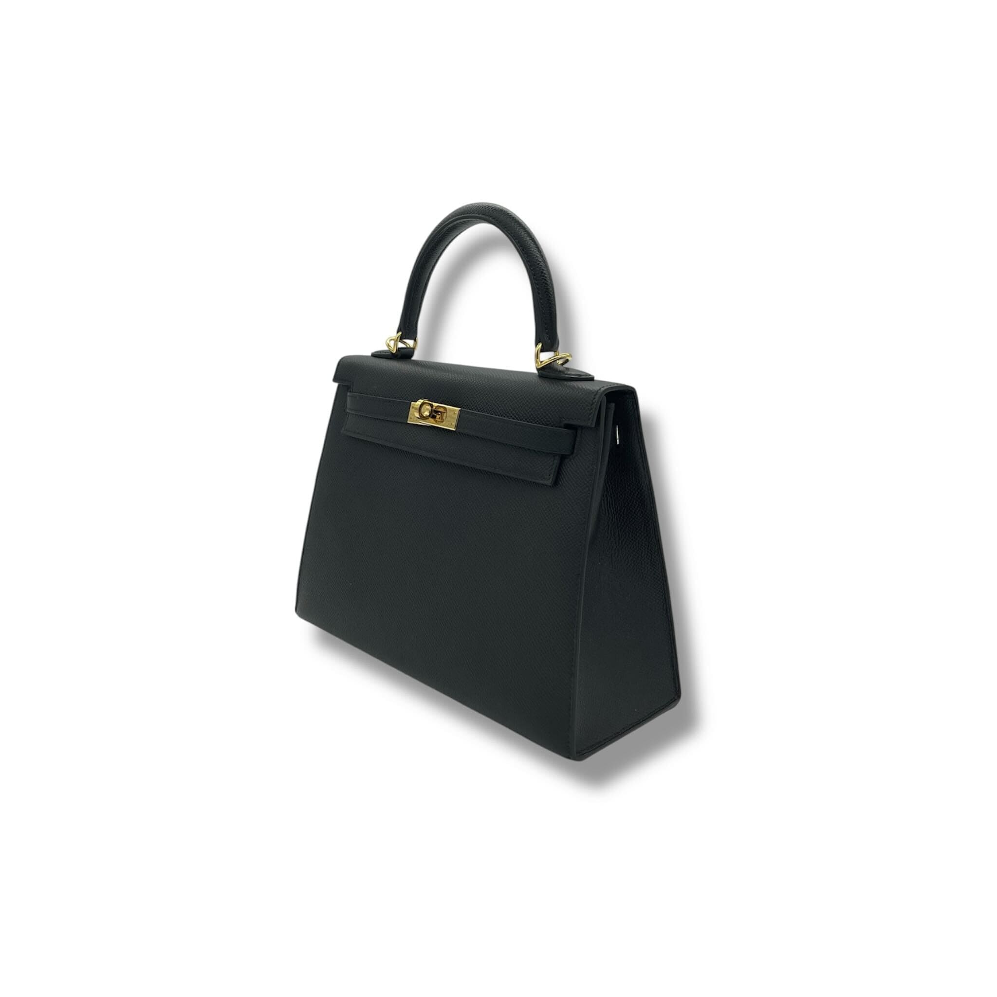 Hermès Noir Kelly Sellier 25 Epsom Gold Hardware