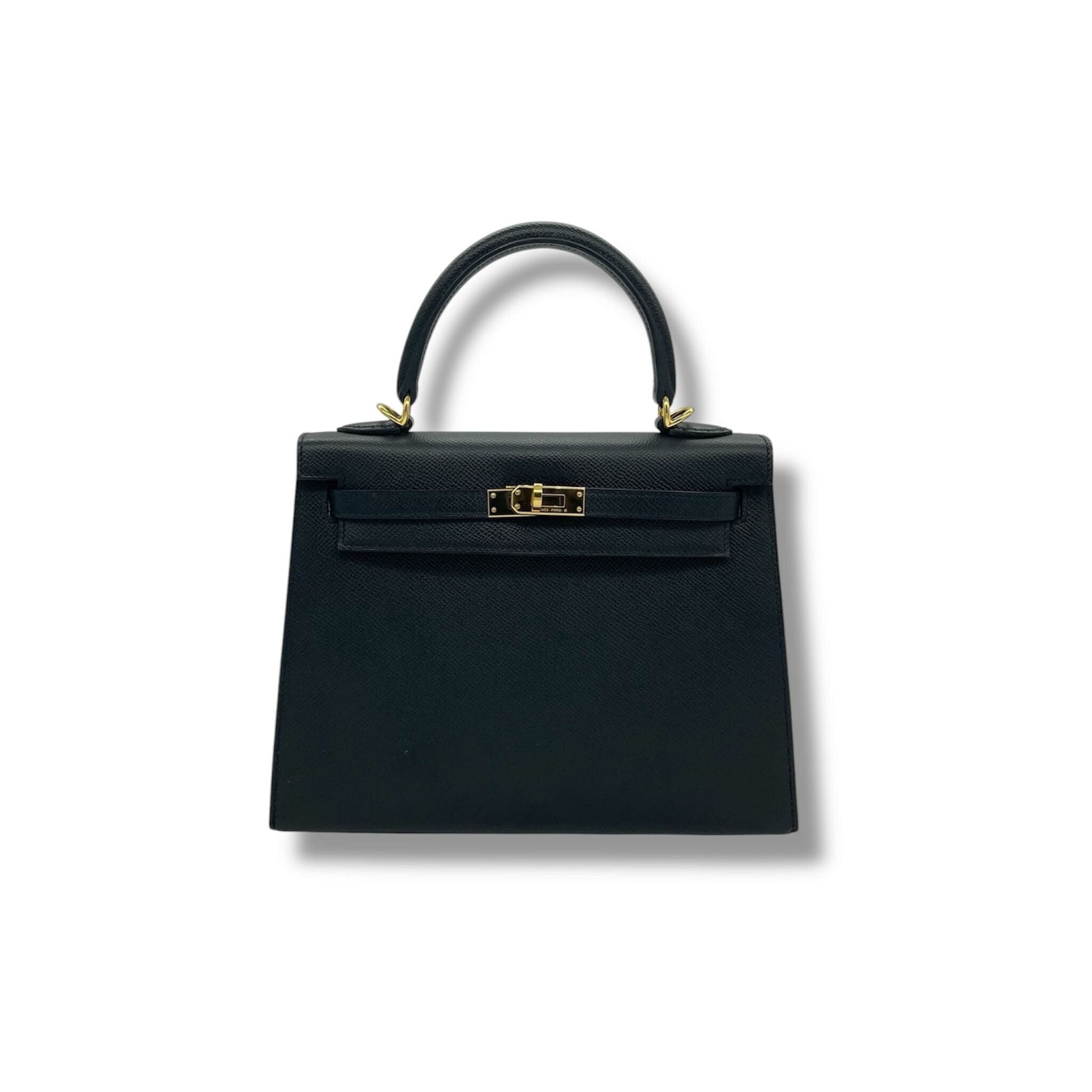 Hermès Noir Kelly Sellier 25 Epsom Gold Hardware