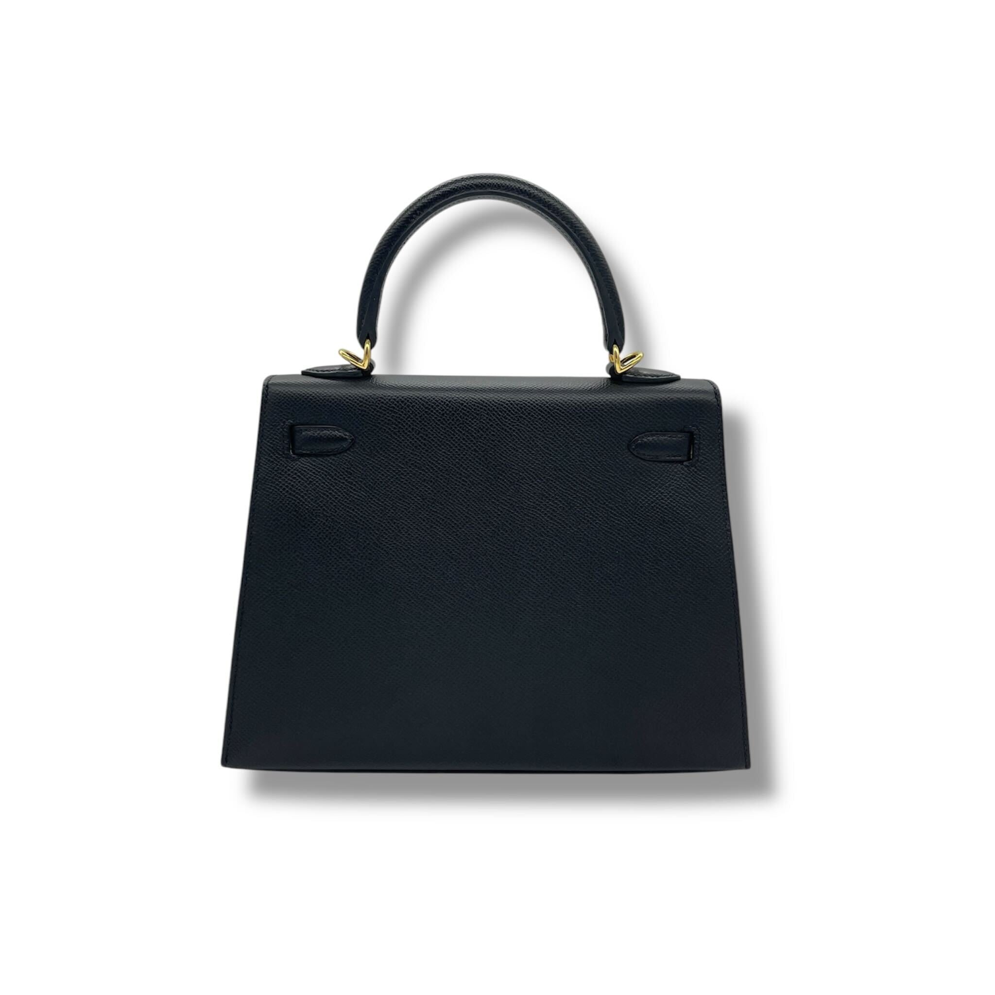 Hermès Noir Kelly Sellier 25 Epsom Gold Hardware