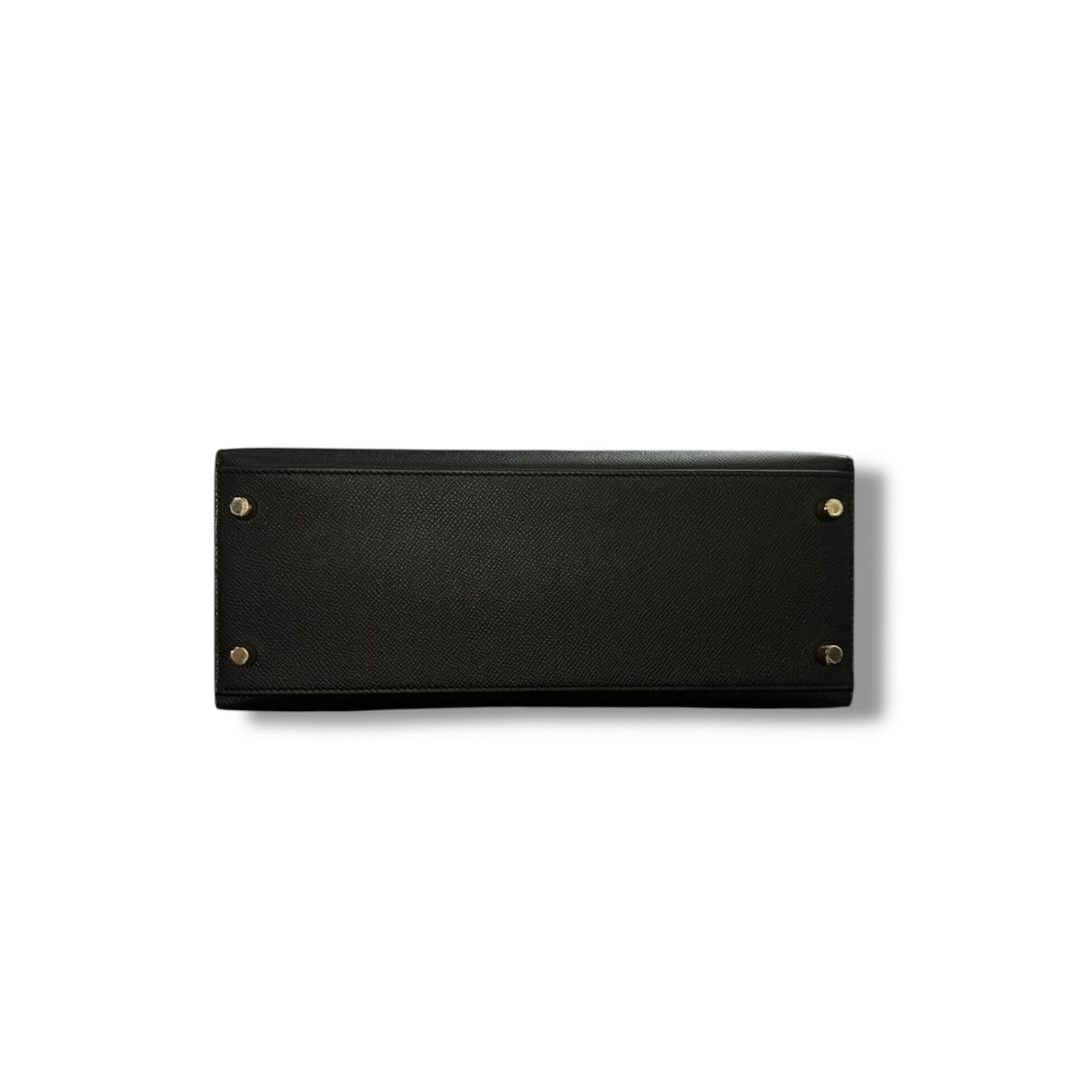 Hermès Noir Kelly Sellier 25 Epsom Gold Hardware