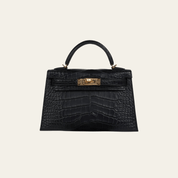 Hermès Noir Matte Alligator Mini Kelly Sellier 20 Gold Hardware