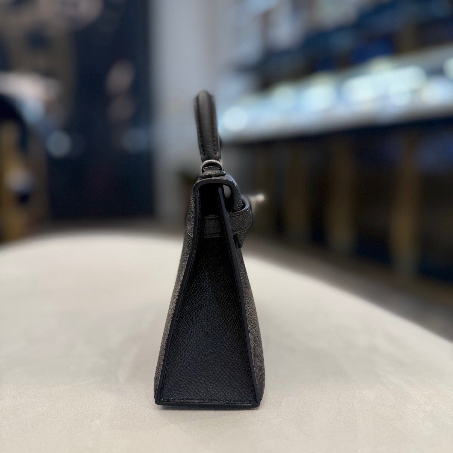 Hermès Noir Mini Kelly Sellier 20 Epsom Palladium Hardware