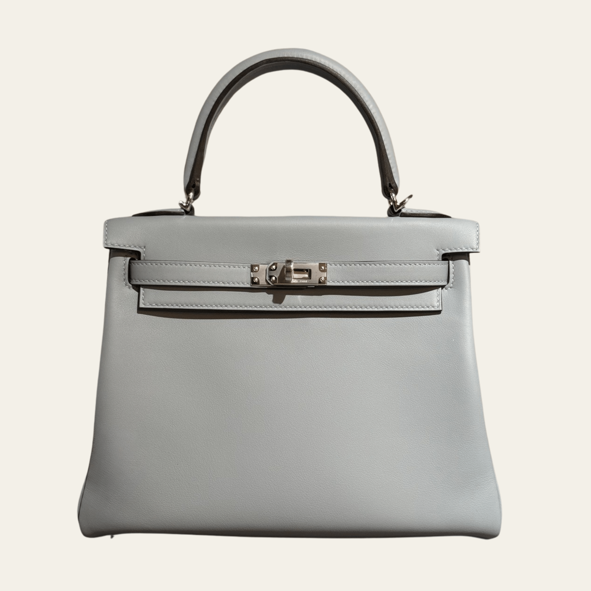 Hermès Kelly 25 Gris Pantin – Grey Kelly Retourne Swift Palladium Hermès Kelly 25 Gris Pantin – Grey Kelly Retourne Swift Palladium
