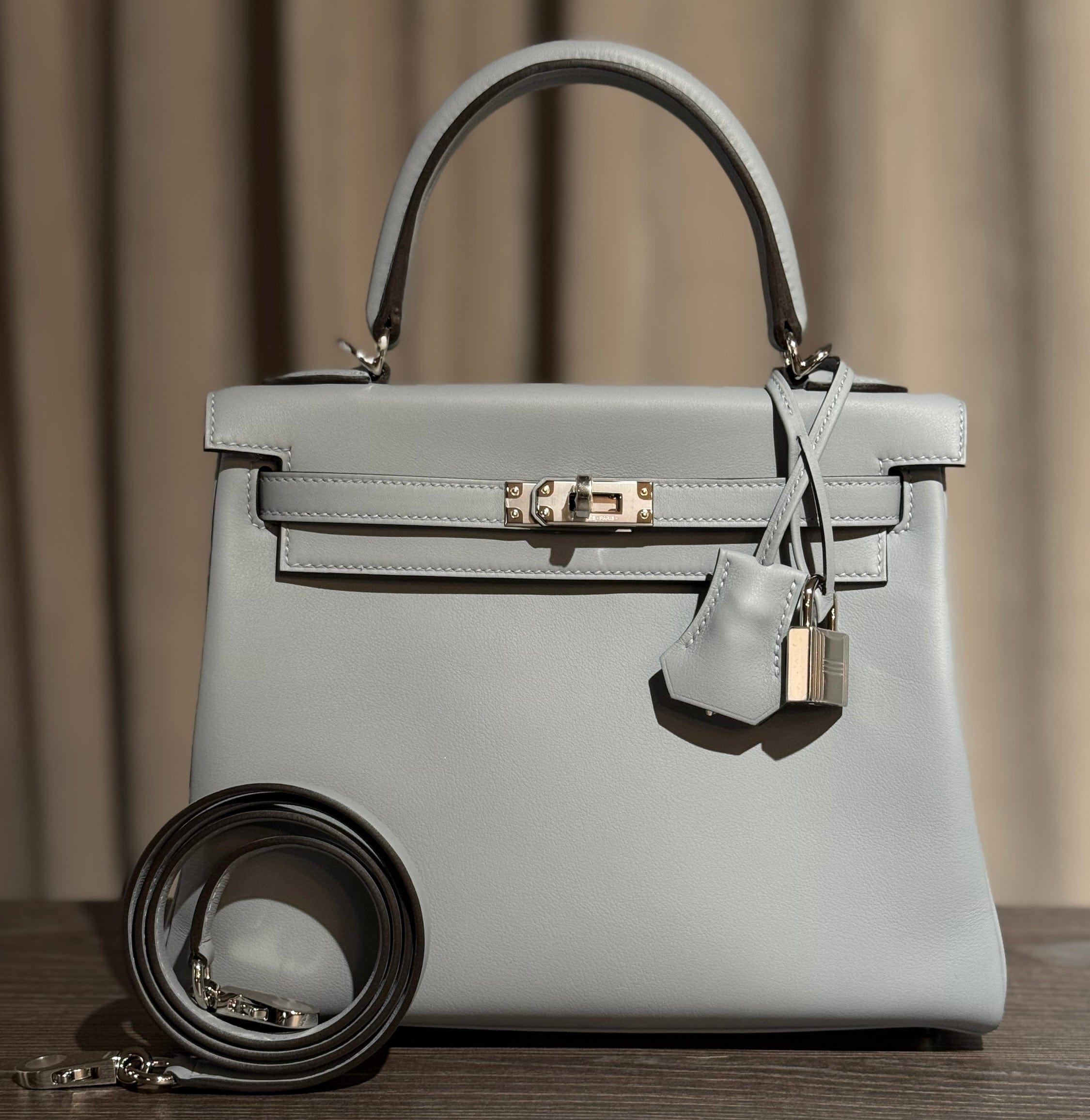 Hermès P0 Gris Pantin Kelly Retourne 25 Swift Palladium Hardware
