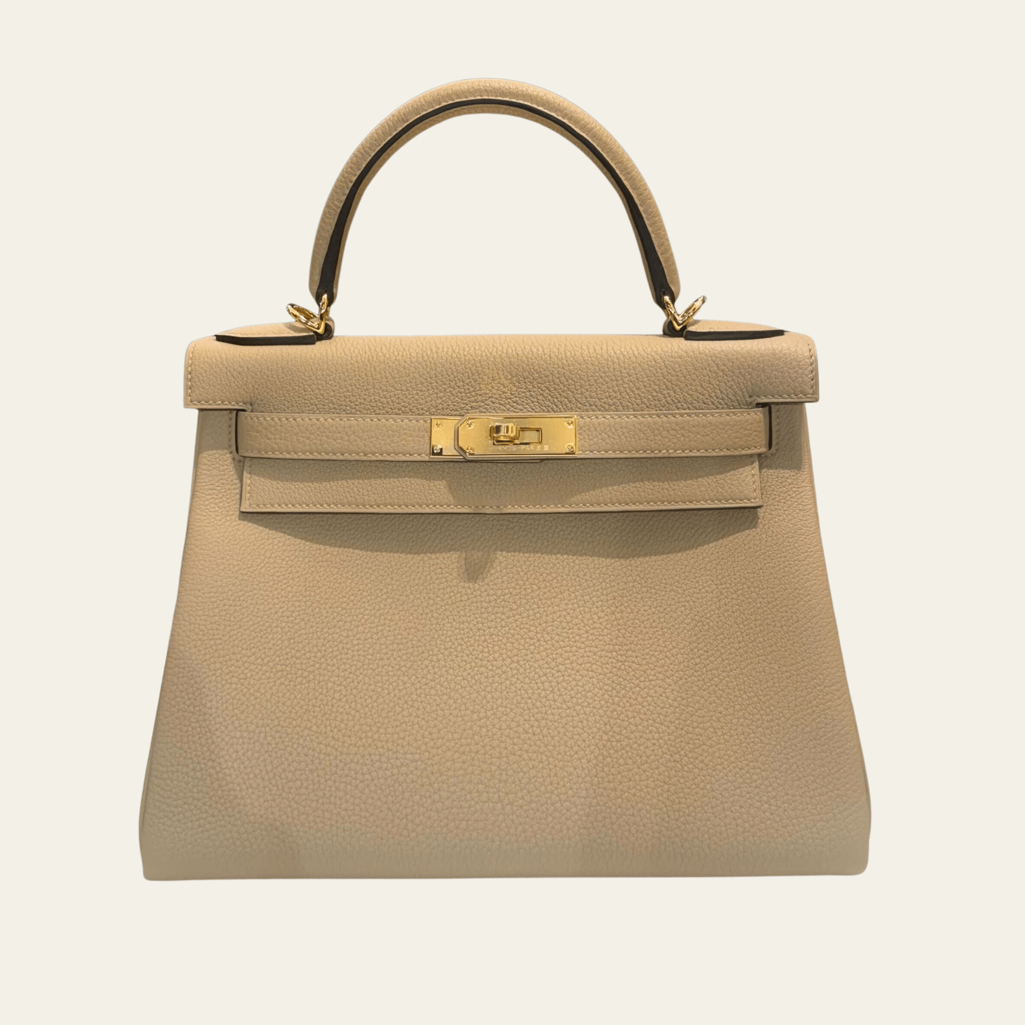 Hermès Kelly 28 Poussière – Beige Kelly Retourne Togo Gold