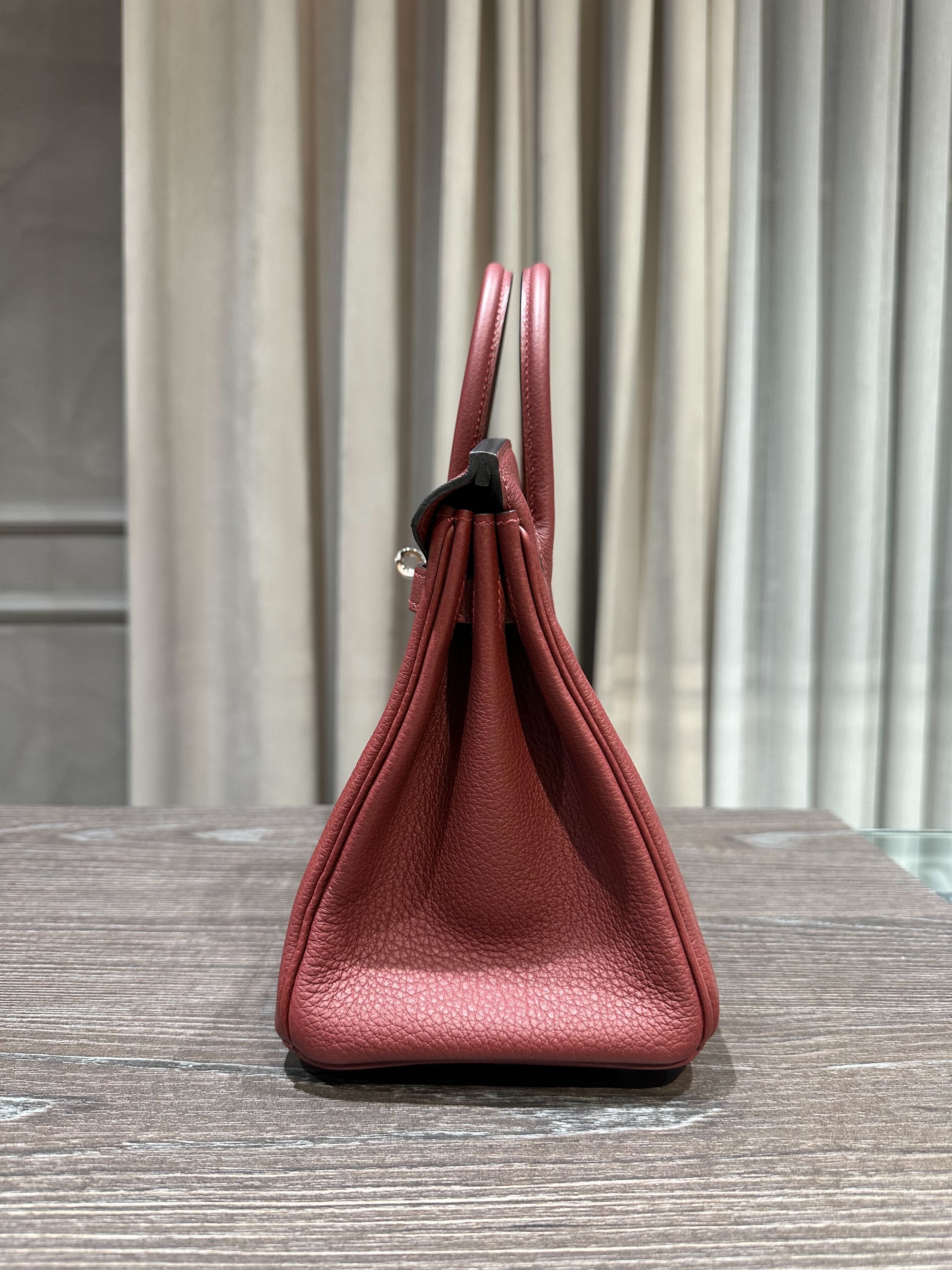 Hermès Rouge Birkin 25 Togo Palladium Hardware