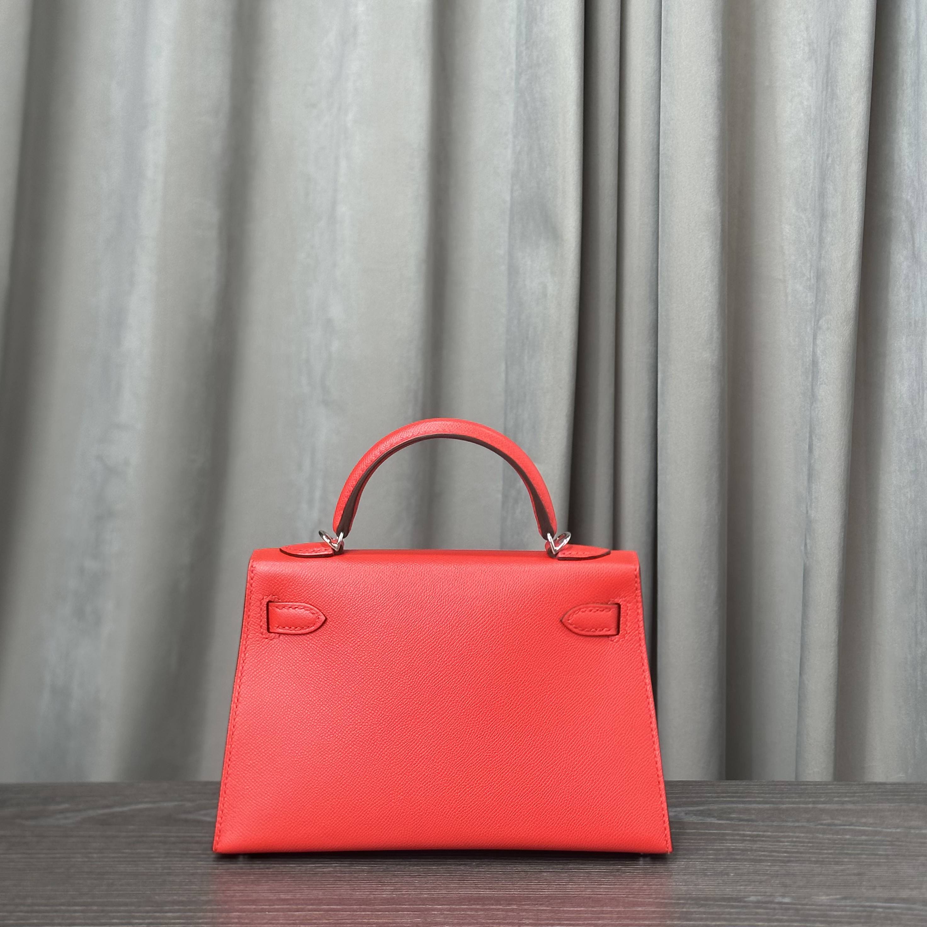 Hermès Rouge De Coeur Mini Kelly Sellier 20 Madame Palladium Hardware