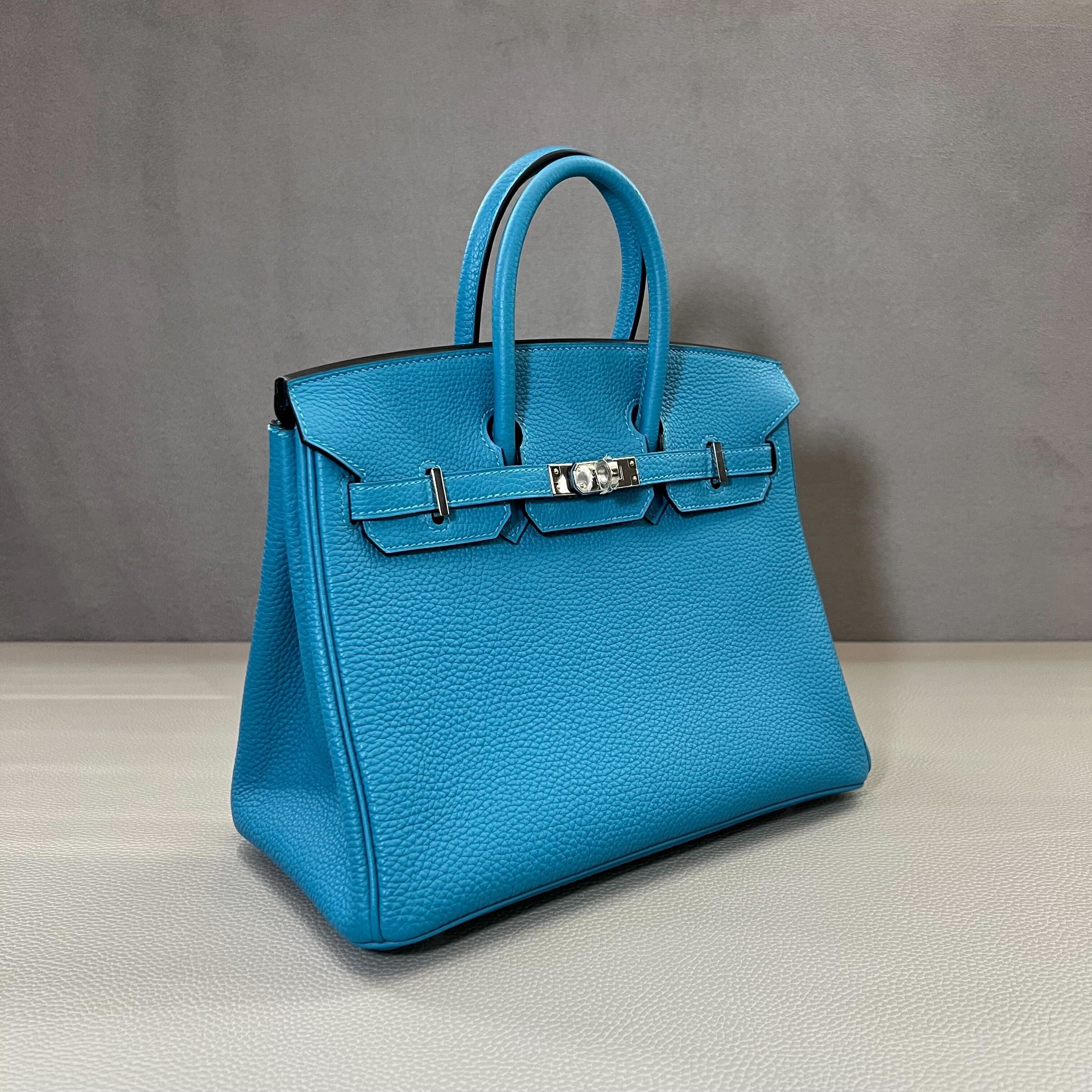 Hermès Turquoise Birkin 25 Togo Palladium Hardware