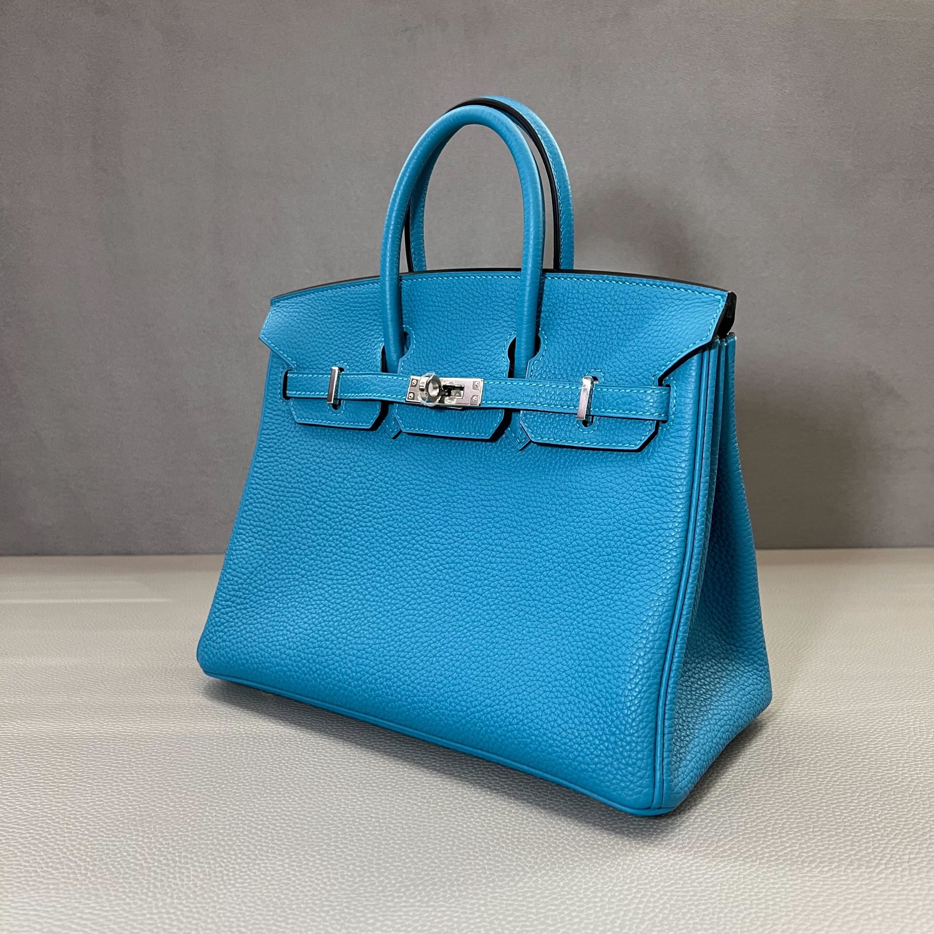 Hermès Turquoise Birkin 25 Togo Palladium Hardware