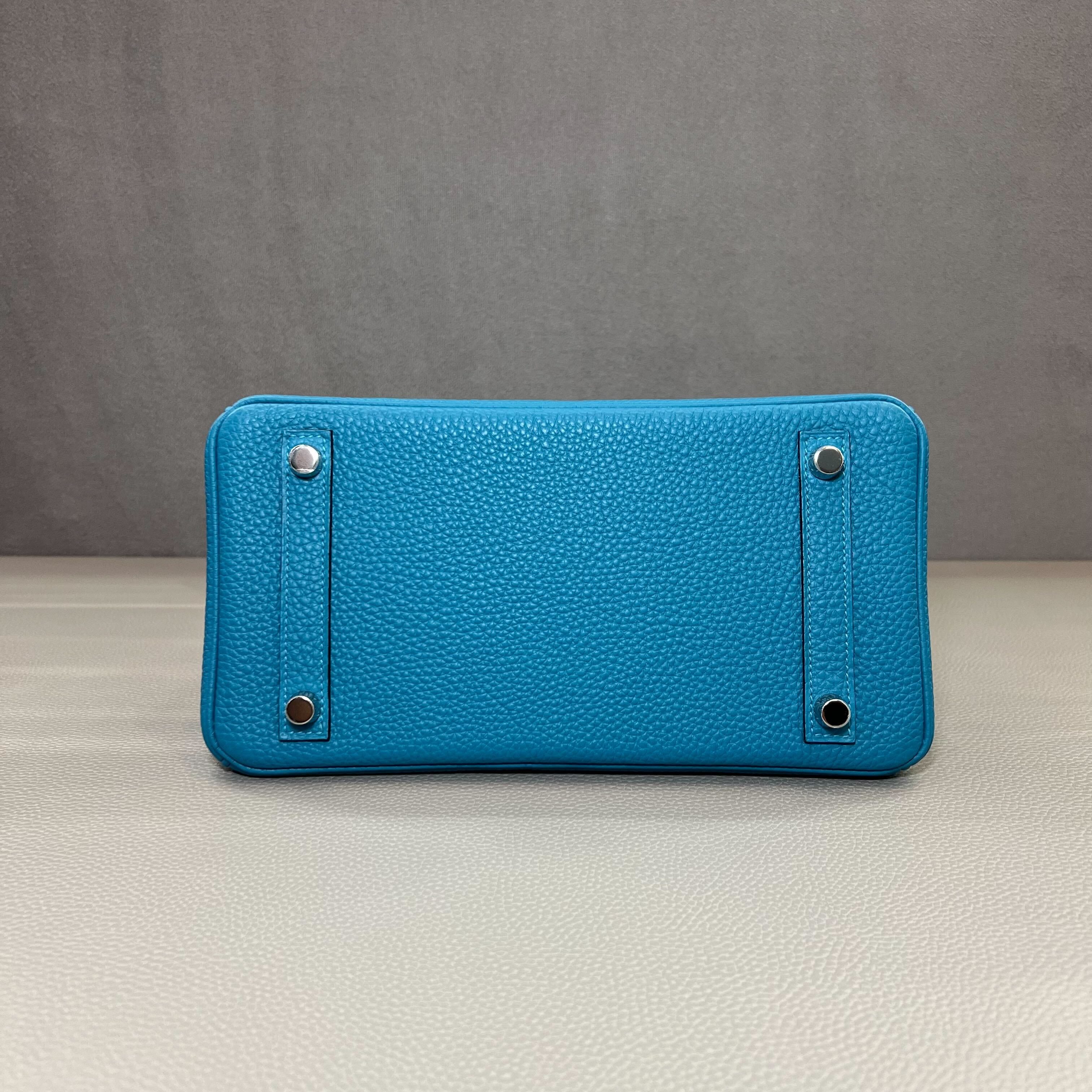 Hermès Turquoise Birkin 25 Togo Palladium Hardware