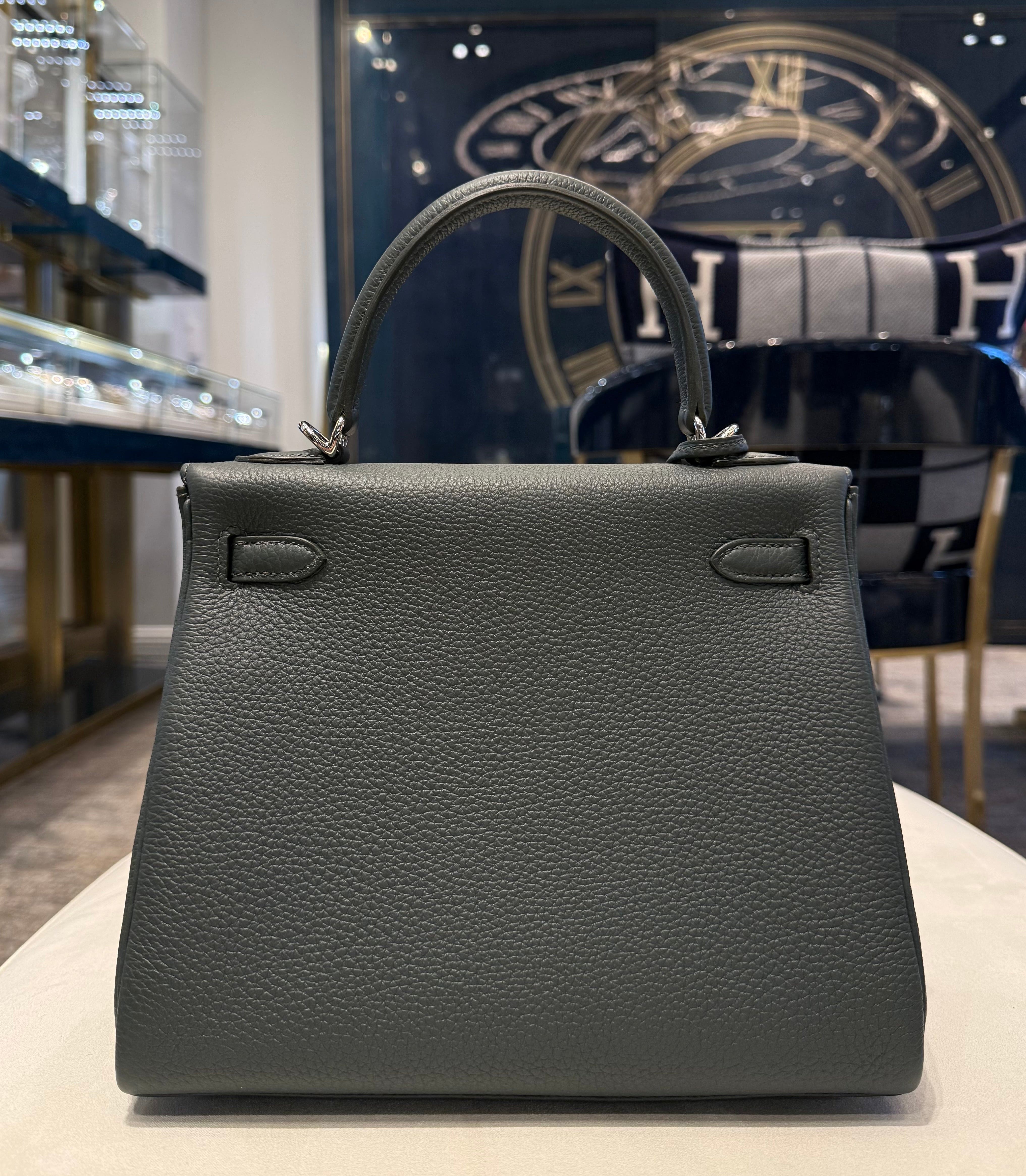 Hermès Vert Mangrove Kelly Retourne 25 Togo Palladium Hardware