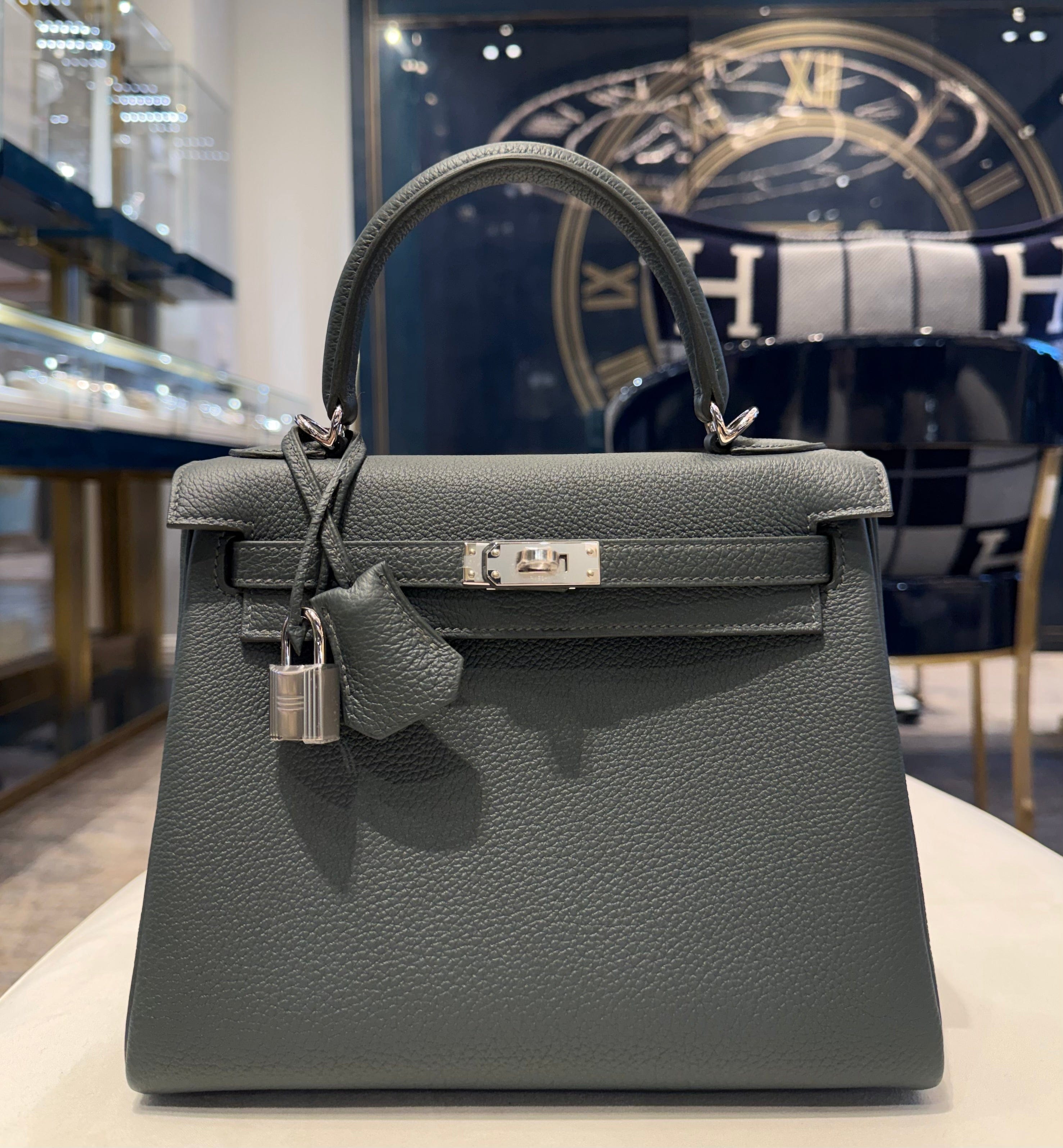 Hermès Vert Mangrove Kelly Retourne 25 Togo Palladium Hardware