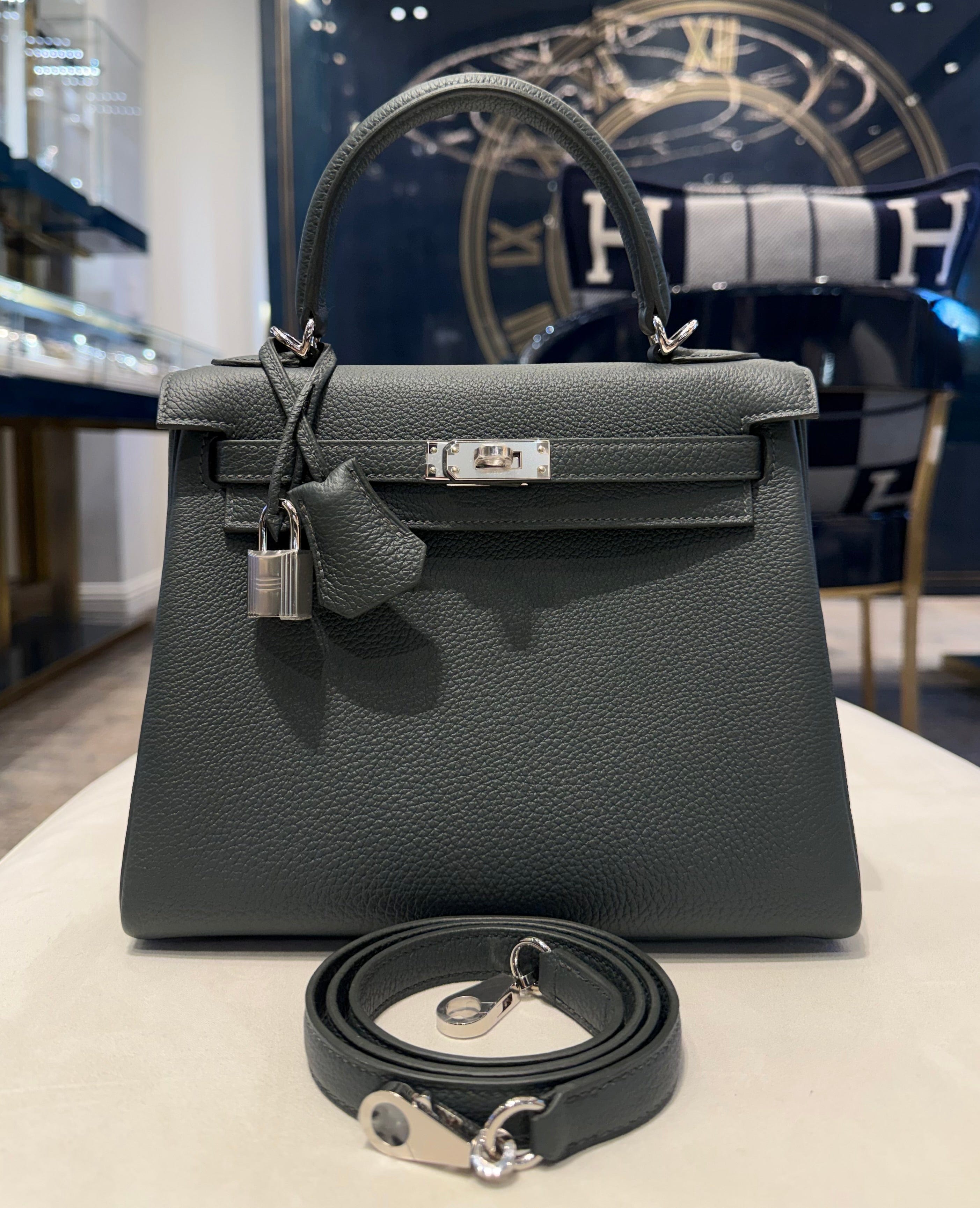 Hermès Vert Mangrove Kelly Retourne 25 Togo Palladium Hardware