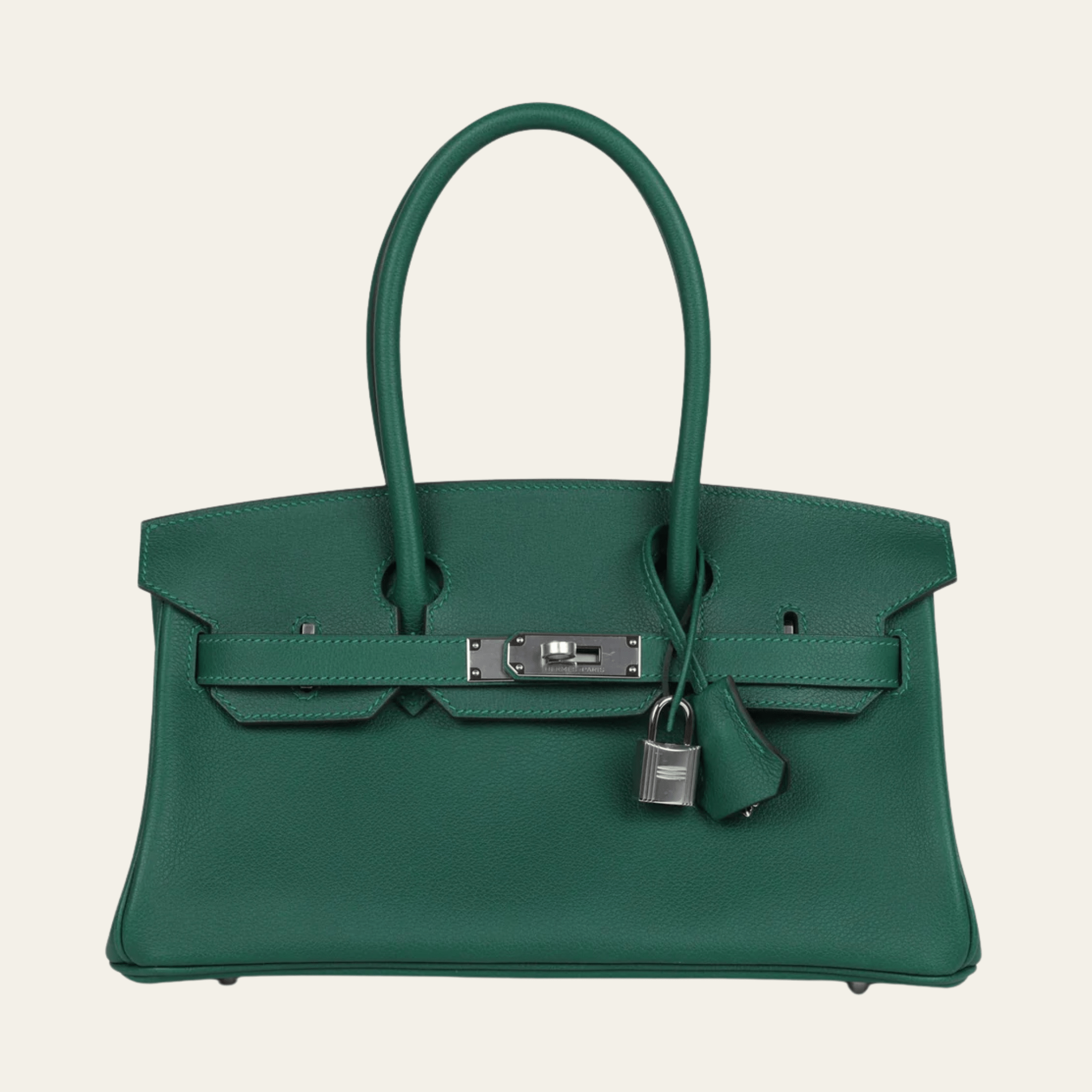 Hermès Vert Moyen Shoulder Birkin 29 Evercolor Palladium Hardware