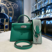 Hermès Vert Vertigo Mini Kelly Sellier 20 Epsom Palladium Hardware