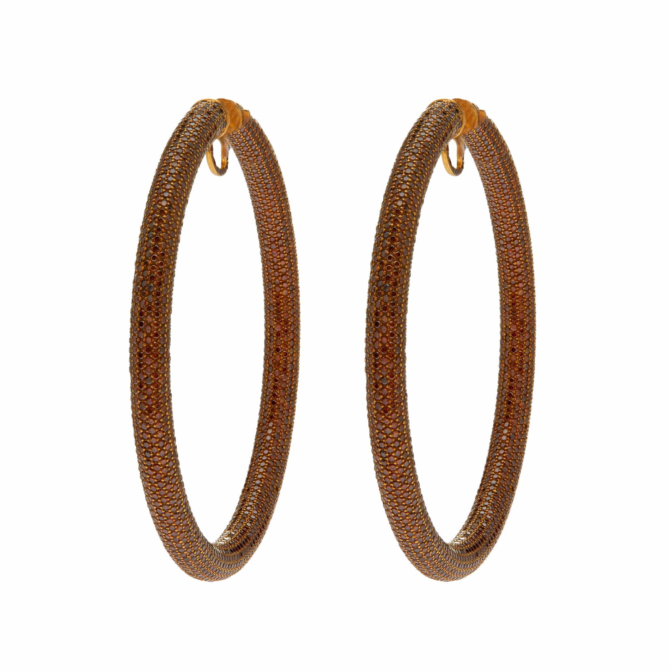 Earrings Jacob & Co. Hoop Earrings 18K Yellow Gold Pave Set with Brown Diamonds Wrist Aficionado