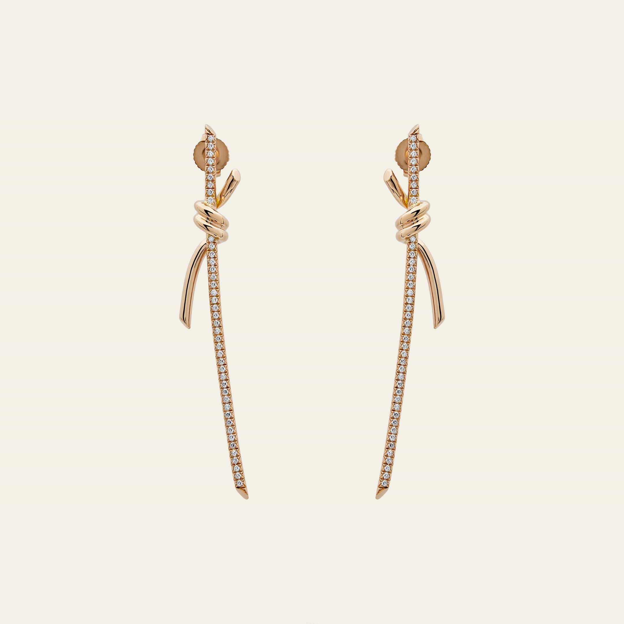 Tiffany & Co. Knot Drop Earrings in Rose Gold with Diamonds 69526128