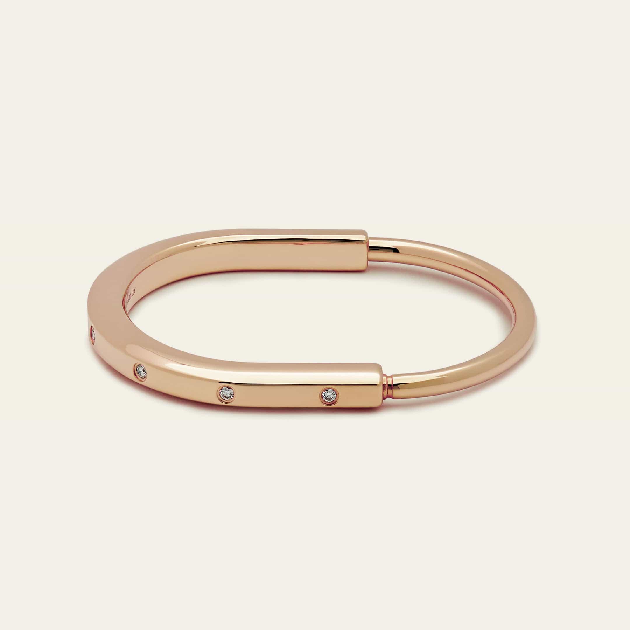Tiffany & Co. Lock Bangle in Rose Gold with Diamond Accents