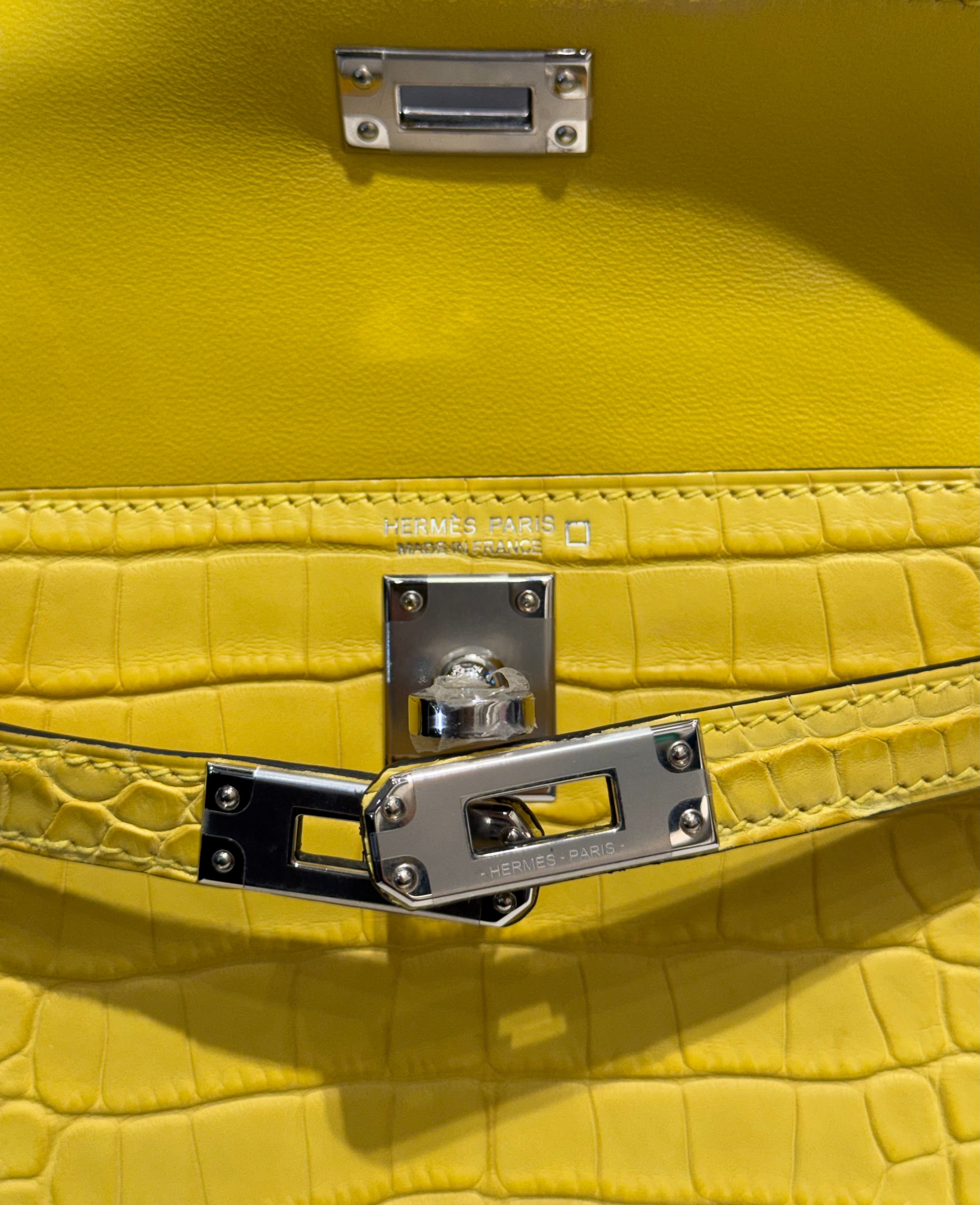 Hermès Mimosa Mini Kelly Sellier 20 Matte Alligator Palldium Hardware