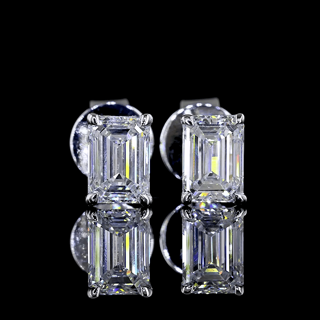 1 Carat Lab Grown Emerald Diamond Stud Earrings
