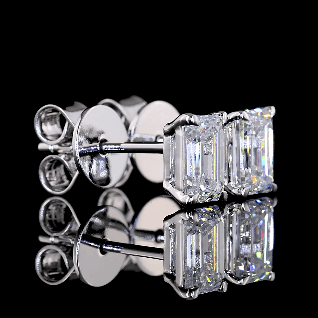 1 Carat Lab Grown Emerald Diamond Stud Earrings
