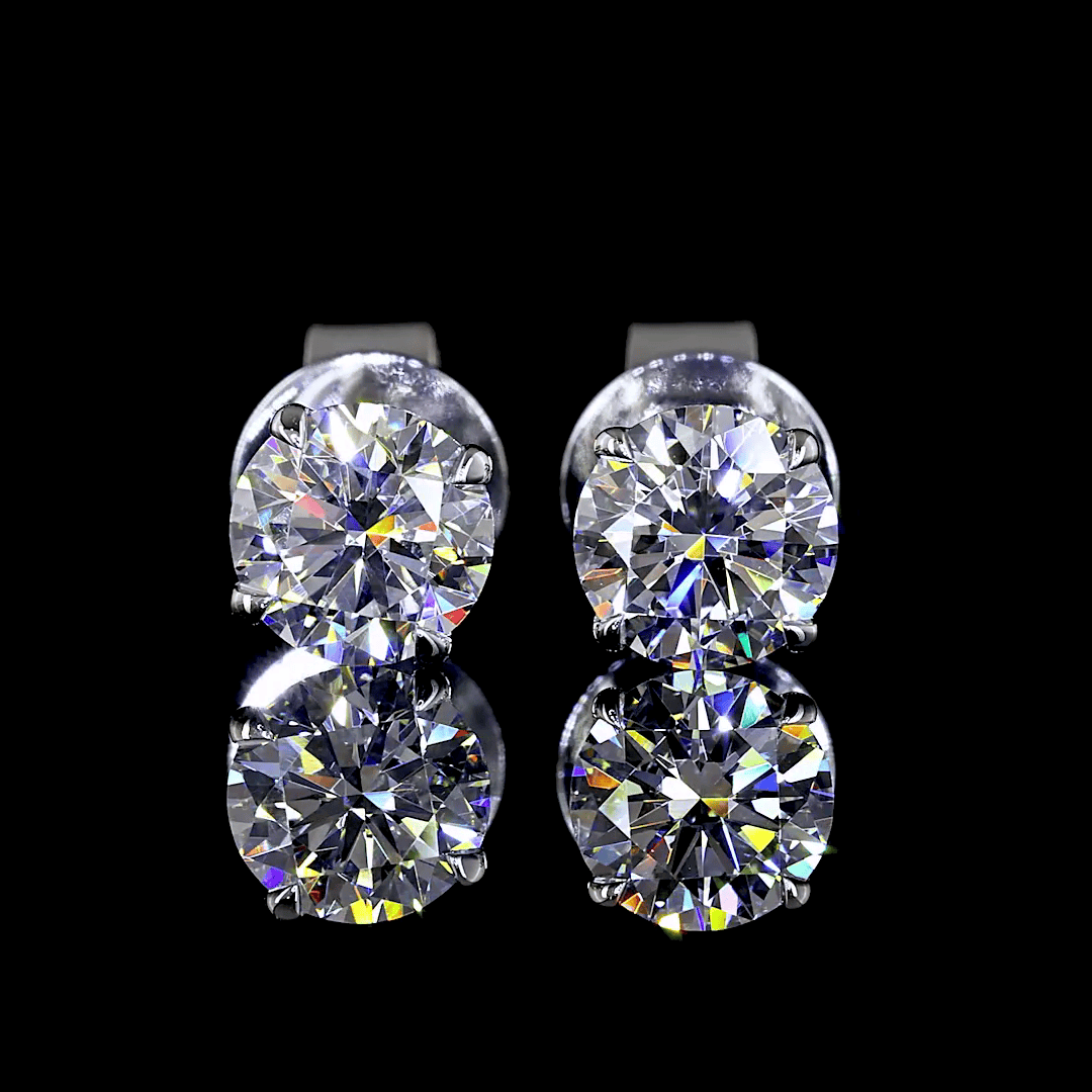 1 Carat Lab Grown Round Diamond Stud Earrings