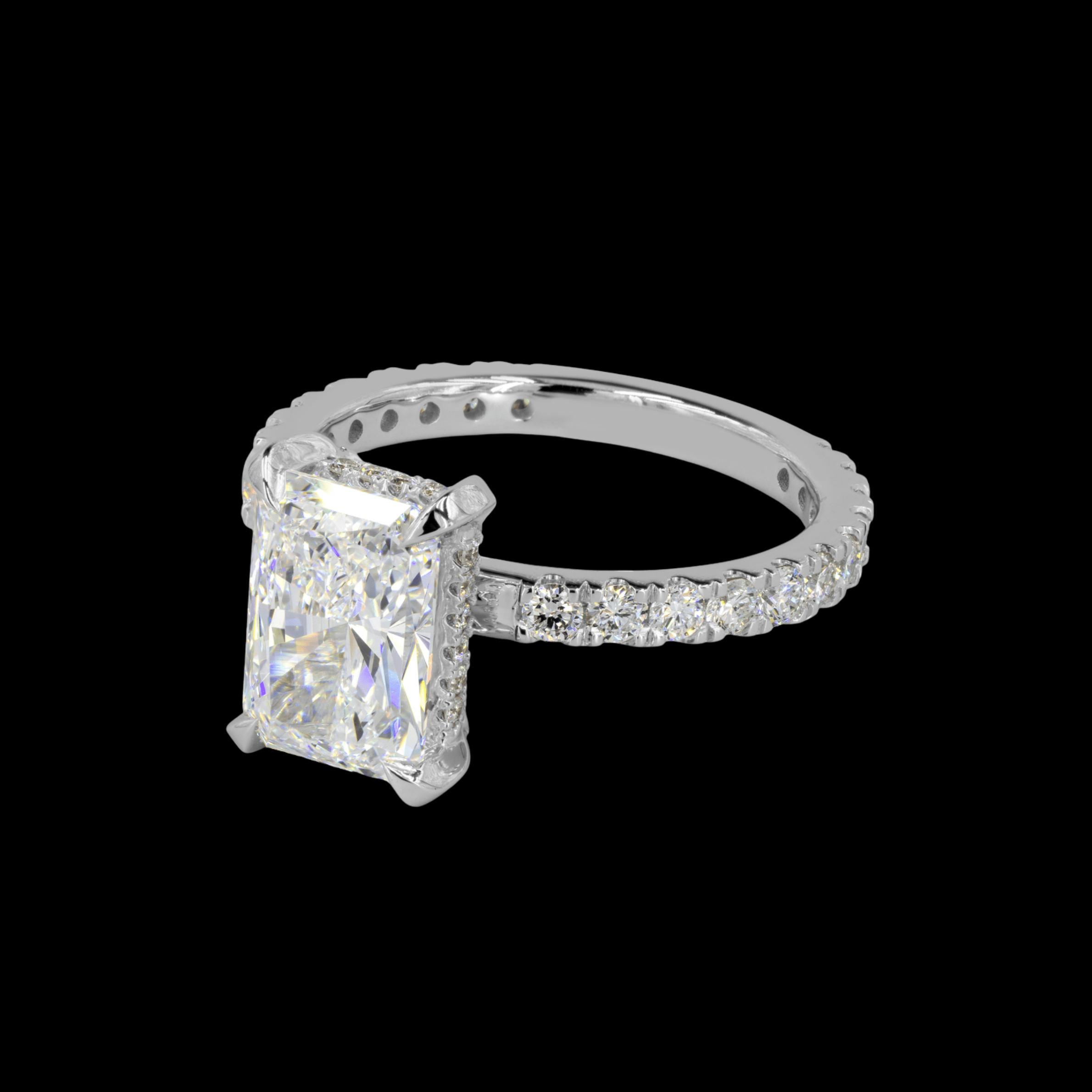 10.5 Carat Radiant Shape Hidden Halo Ring