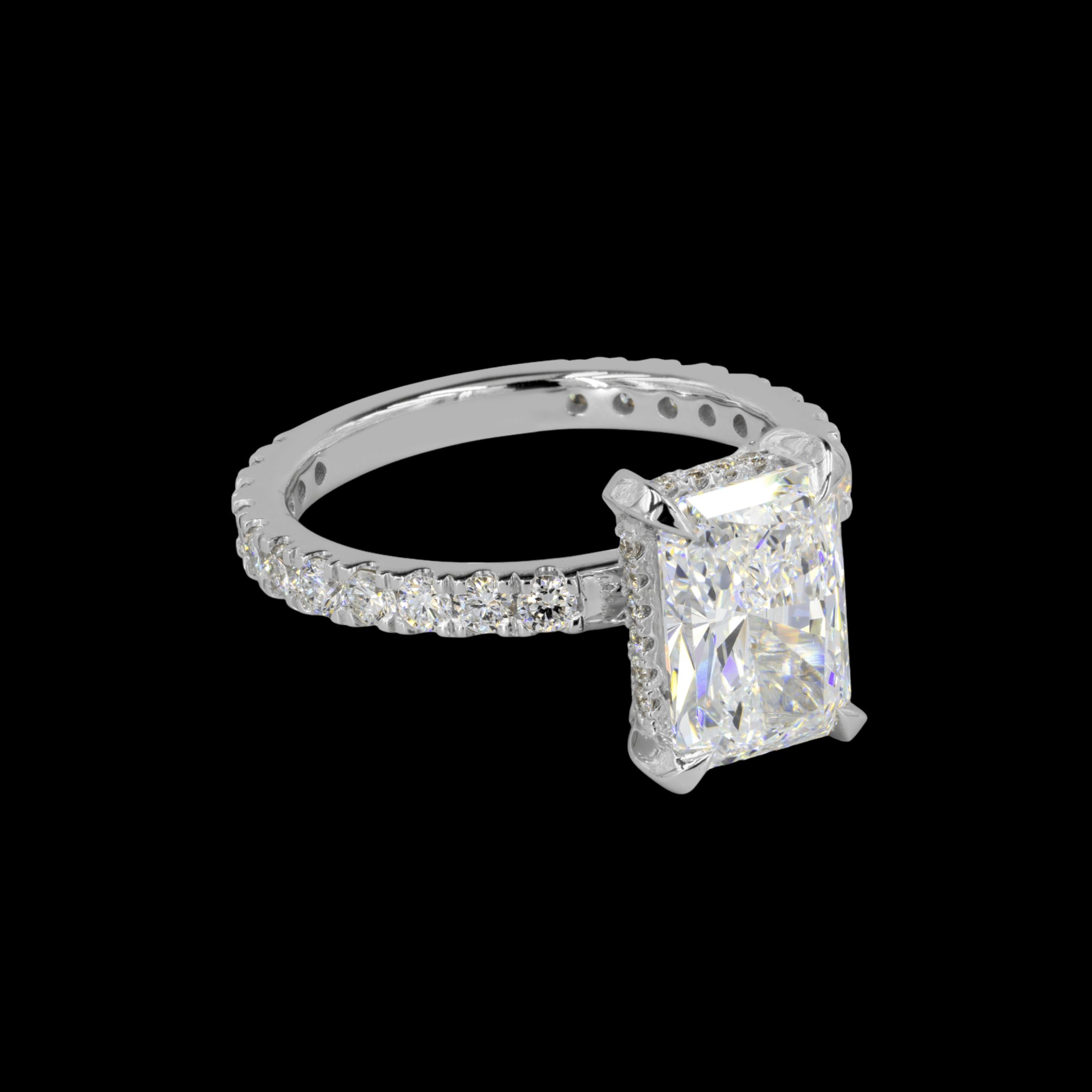 10.5 Carat Radiant Shape Hidden Halo Ring