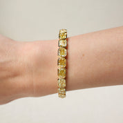 12.97 Carat Fancy Yellow Diamond Bangle Bracelet in Yellow Gold