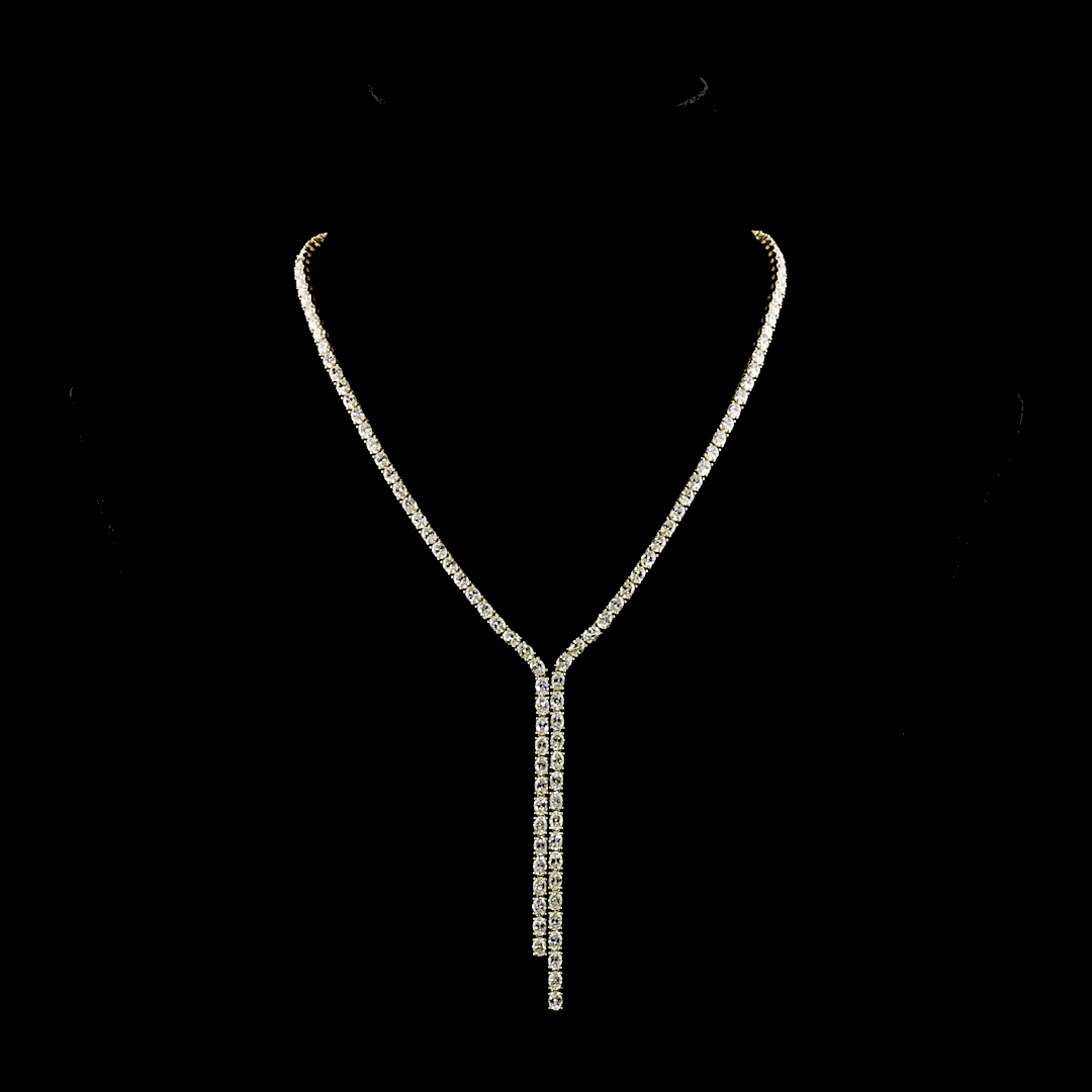 17.5 Carat Yellow Gold Lab Oval Diamond Lariat Necklace