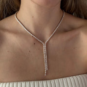 17.5 Carat Yellow Gold Lab Oval Diamond Lariat Necklace
