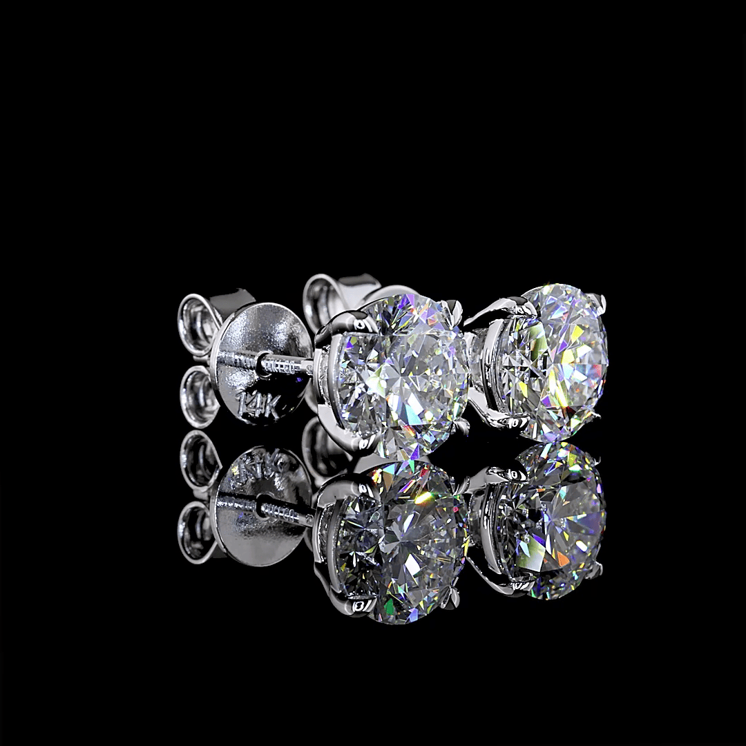 2.5 Carat Lab Grown Round Diamond Stud Earrings
