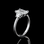 2.8 Carat Emerald Lab Grown Diamond Three-Stone Ring