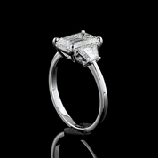 2.8 Carat Emerald Lab Grown Diamond Three-Stone Ring