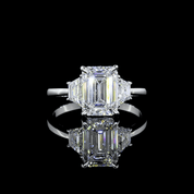 2.8 Carat Emerald Lab Grown Diamond Three-Stone Ring