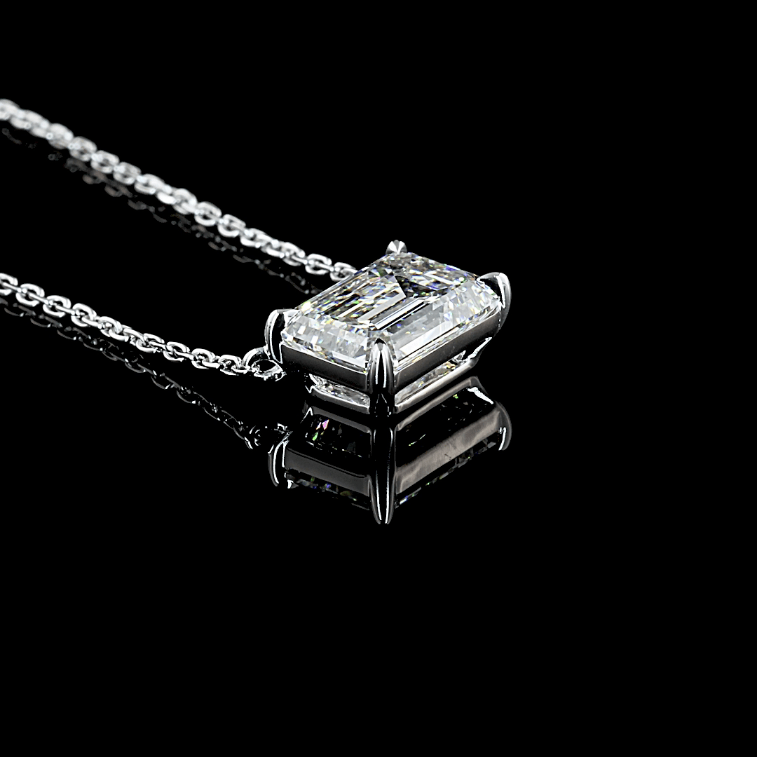 2 Carat Lab Emerald-Cut Diamond Solitaire Pendant