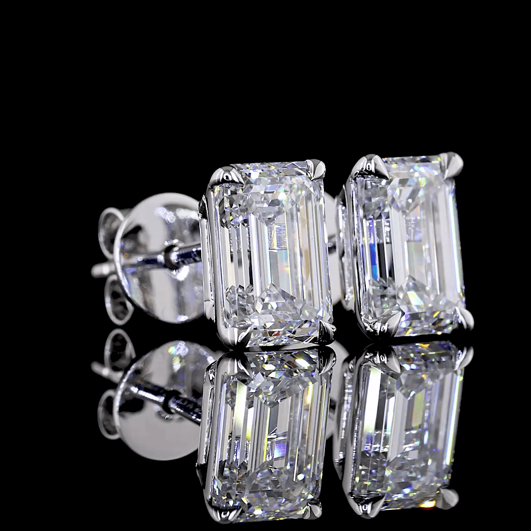 2 Carat Lab Grown Emerald Diamond Stud Earrings