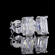 2 Carat Lab Grown Emerald Diamond Stud Earrings