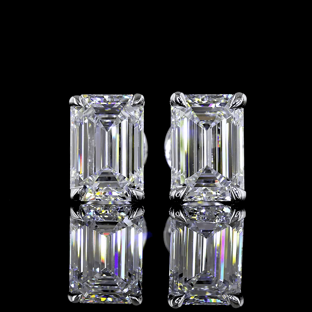 2 Carat Lab Grown Emerald Diamond Stud Earrings