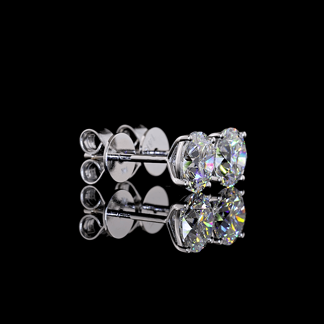 2 Carat Lab Grown Round Diamond Stud Earrings