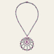 Graff White Gold Diamond and Pink Sapphire Large Snowflake Necklace